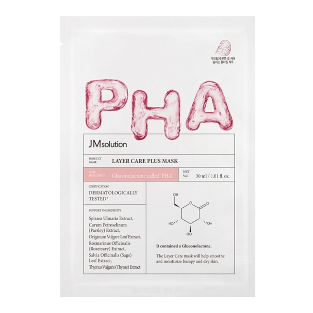 JMsolution Layer Care Plus Mask, 30ml*1ea - Обновляющая тканевая маска с глюконолактоном 30мл*1шт